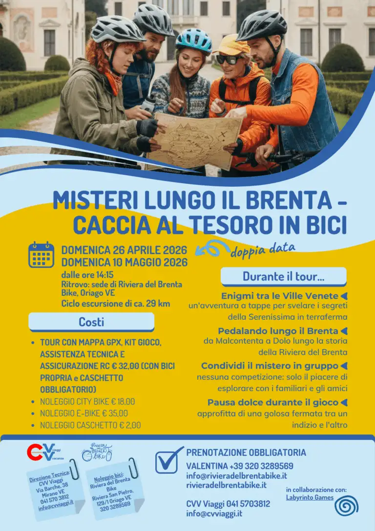 26.04.26 e 10.05.26 Misteri lungo il Brenta caccia al tesoro in bici 768x1086